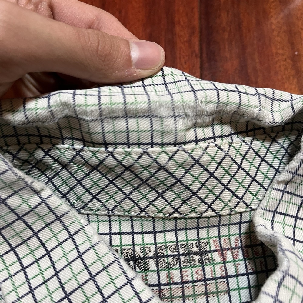 Cinch WRX FR Shirt Mens Large Green Blue White Plaid Check Western Work FLAW* - Picture 7 of 12